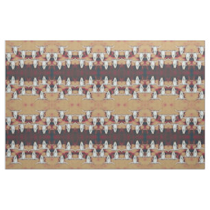 Bull Skull Western Rustic Tan  Pattern Stof