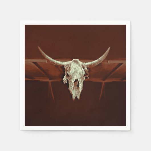 Bull Skull Wild West Brown Rustiek Land Western Servet (Voorkant)