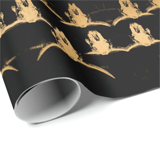 Bull Skulls Black Gold Elegant Stylish Cadeaupapier (Rol Hoek)