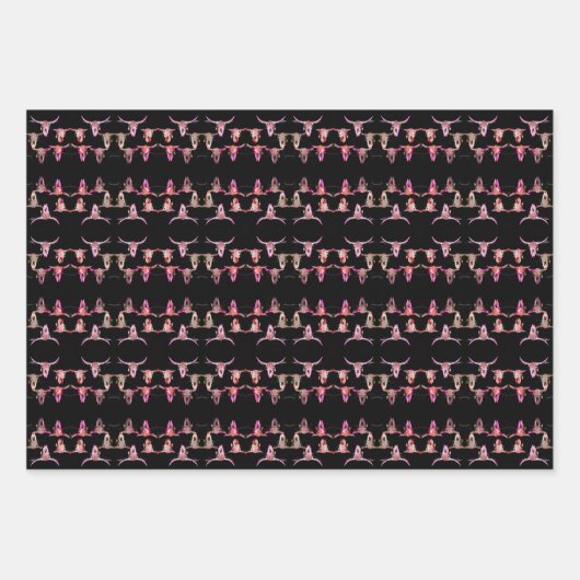 Bull Skulls Western Roze Bruin Rustisch Inpakpapier Vel (Voorkant 3)