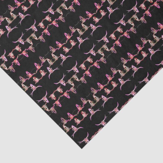 Bull Skulls Western Roze Bruin Rustisch Tissuepapier (Detail)