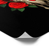 Bull Sugar Skull met rode rozen op zwart Poster (Hoek)