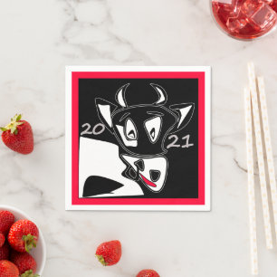Bull symbool Nieuw jaar 2021 Chinees kalender zwar Servet