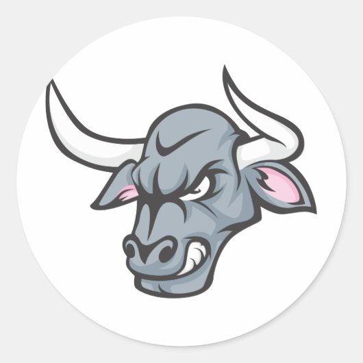 Bull T-Shirt | Custom Angry Bull Head T Shirt Ronde Sticker (Voorkant)