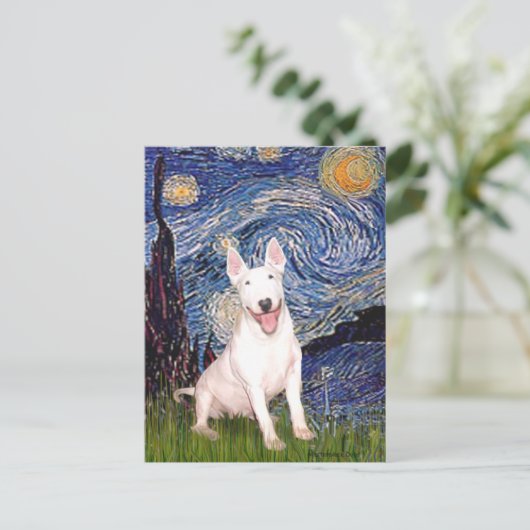 Bull Terrier 4 - Sterrennacht (vert) Briefkaart (Staand voorkant)