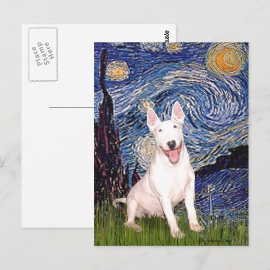 Bull Terrier 4 - Sterrennacht (vert) Briefkaart (Voorkant / Achterkant)