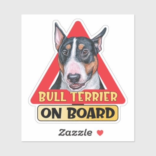Bull Terrier Aan boord Engelse hond rood verkeersb Sticker (Vel)