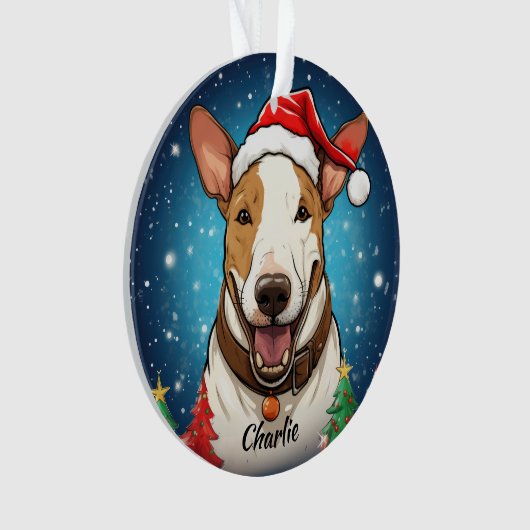 Bull Terrier Aangepaste Kerstversiering Ornament (voorkant)