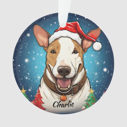 Bull Terrier Aangepaste Kerstversiering Ornament (voorkant)