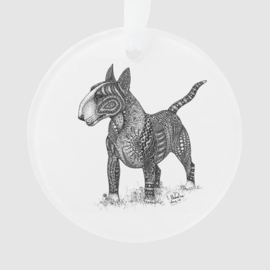 Bull terrier Acryl ornament (voorkant)