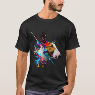 Bull Terrier Art Splashes van verf Abstracte kleur T-shirt