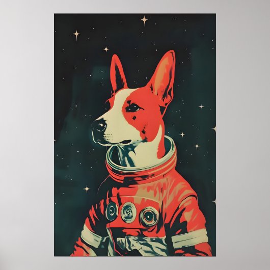 Bull Terrier Astronaut Poster, Bull Terrier Retro Poster (Voorkant)