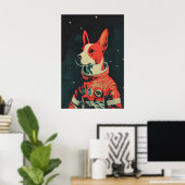 Bull Terrier Astronaut Poster, Bull Terrier Retro Poster (Thuiskantoor)