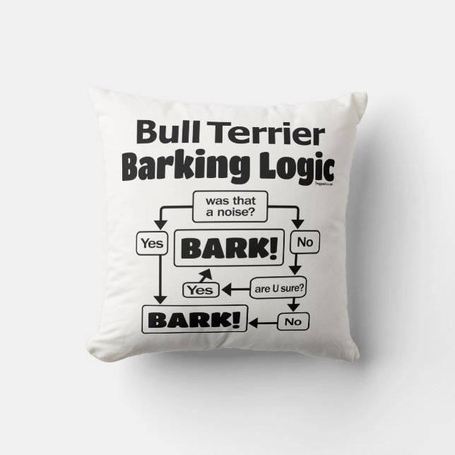 Bull Terrier Barking Logic Kussen (Voorkant)