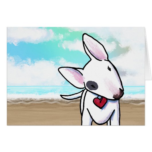 Bull Terrier Beachy Schattigee Note Kaart (Voorkant Horizontaal)
