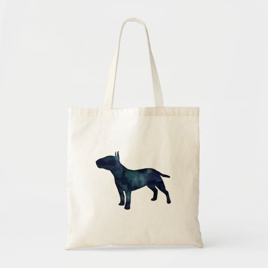 Bull Terrier Black Waterverf Dog Silhouette Tote Bag (Voorkant)