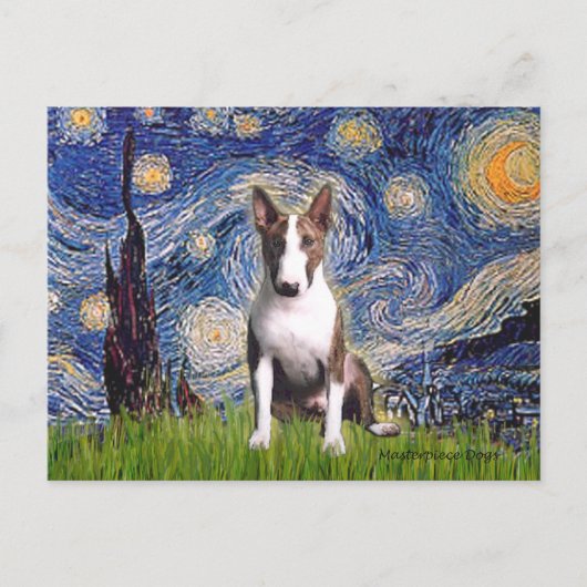 Bull Terrier (BR) - Sterrennacht Briefkaart (Voorkant)