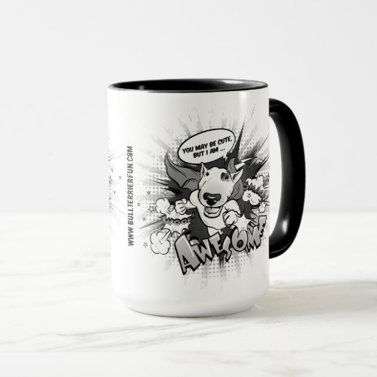 Bull Terrier Cartoon Coffee Mok "Geweldige" (Voorkant rechts)