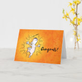 Bull Terrier Cartoon Kaart "Gefeliciteerd" (Gele Bloem)