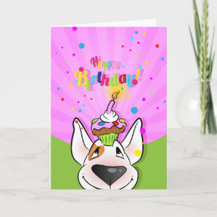 Bull Terrier Cartoon Kaart "Happy Birthday"
