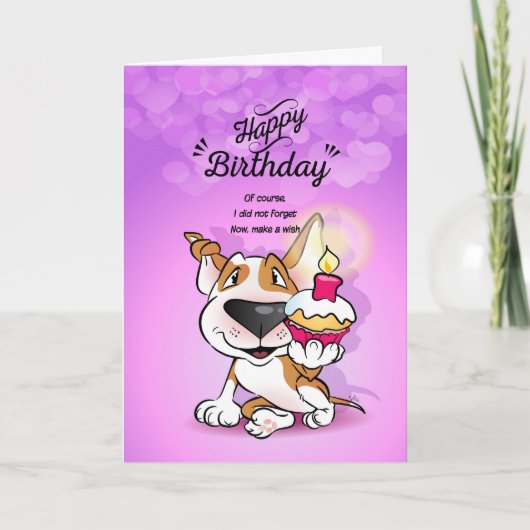 Bull Terrier Cartoon Kaart "Happy Birthday" (Voorkant)