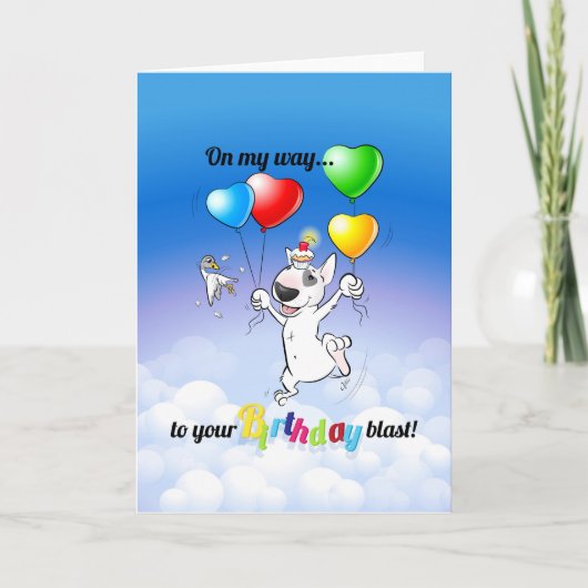 Bull Terrier Cartoon Kaart "Happy Birthday" (Voorkant)