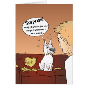 Bull Terrier Cartoon Kaart "Surprise"