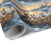 Bull Terrier Christmas Boat Holiday Cadeaupapier (Rol Hoek)