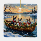 Bull Terrier Christmas Boat Holiday Keramisch Ornament (Achterkant)