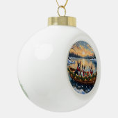 Bull Terrier Christmas Boat Holiday Keramische Bal Ornament (Links)