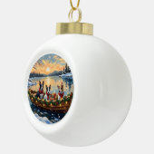 Bull Terrier Christmas Boat Holiday Keramische Bal Ornament (Rechts)