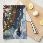 Bull Terrier Christmas Boat Holiday Theedoek (Quarter Fold)