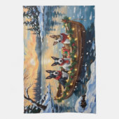 Bull Terrier Christmas Boat Holiday Theedoek (Verticaal)