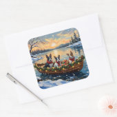 Bull Terrier Christmas Boat Holiday Vierkante Sticker (Envelop)