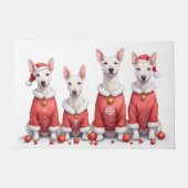 Bull Terrier Christmas Dress Santa Hat Deurmat (Voorkant)
