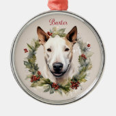 Bull Terrier Christmas Pet Memorial Hondenras Metalen Ornament (Voorkant)