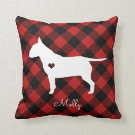Bull Terrier Christmas Plaid Dog Naam Kussen