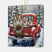 Bull Terrier Christmas Red Truck Holiday Keramisch Ornament (Links)