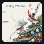 Bull Terrier & Christmas Tree Gift Label Sticker<br><div class="desc">Bull Terrier & Christmas Tree Gift Label Sticker</div>