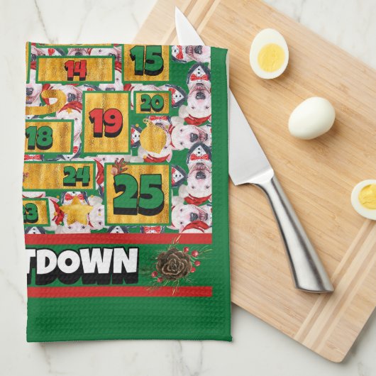 Bull Terrier Coundown met Kerstmis Advent Calendar Theedoek (Quarter Fold)