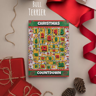 Bull Terrier Countdown Kerstmis Adventkalender Feestdagenkaart