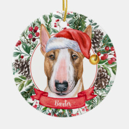 Bull Terrier Custom Santa Dog kerstversiering Keramisch Ornament