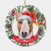 Bull Terrier Custom Santa Dog kerstversiering Keramisch Ornament (Achterkant)