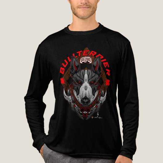 BULL TERRIER Cyberpunk Samurai Elite Tri-Blend Shirt (Voorkant volledig)