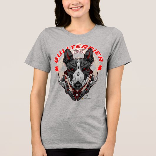BULL TERRIER Cyberpunk Samurai Elite Tri-Blend Shirt (Voorkant)