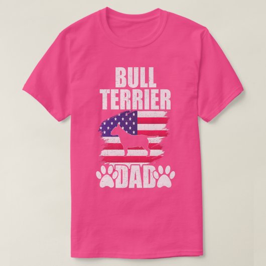 Bull Terrier Dad Hondenliefhebber Amerikaanse vlag T-shirt (Design voorkant)
