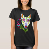 Bull Terrier - Dag van de Dode Suiker Schedel Hond T-shirt (Voorkant)