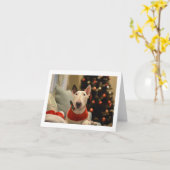 Bull Terrier Das Kerstboom Vouwkaart Kaart (Gele Bloem)