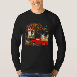 Bull Terrier die Bunny Ear Red Truck met eieren ve T-shirt