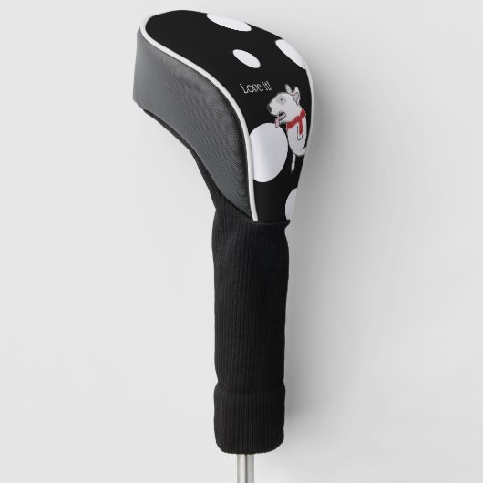 Bull Terrier die geniet van een golfbal Golfheadcover (Schuin)